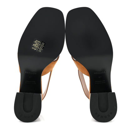 Hermes Suede Goatskin Elbe 60 Sandals 37 Naturel 6 of 9
