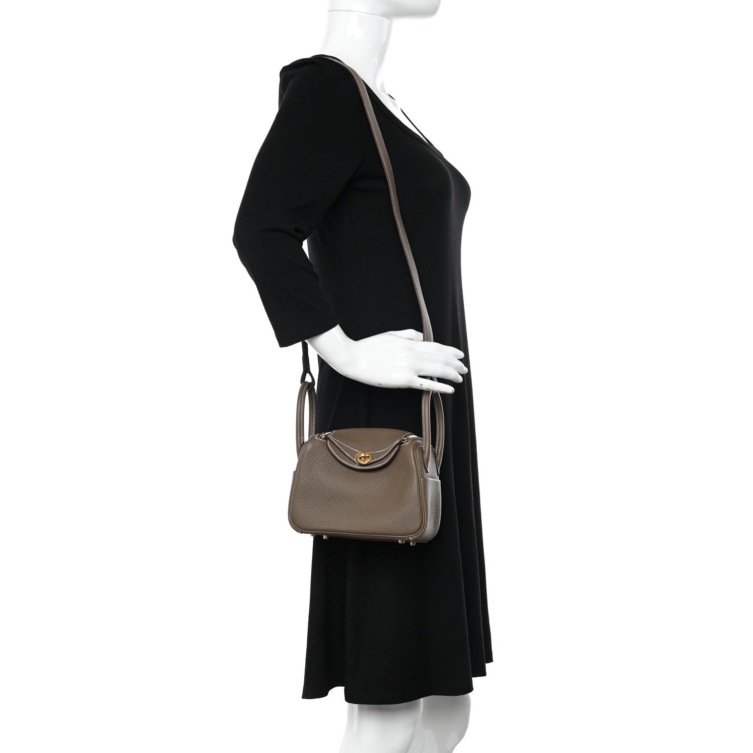 Hermes Taurillon Clemence Mini Lindy 20 Etoupe 2 of 11