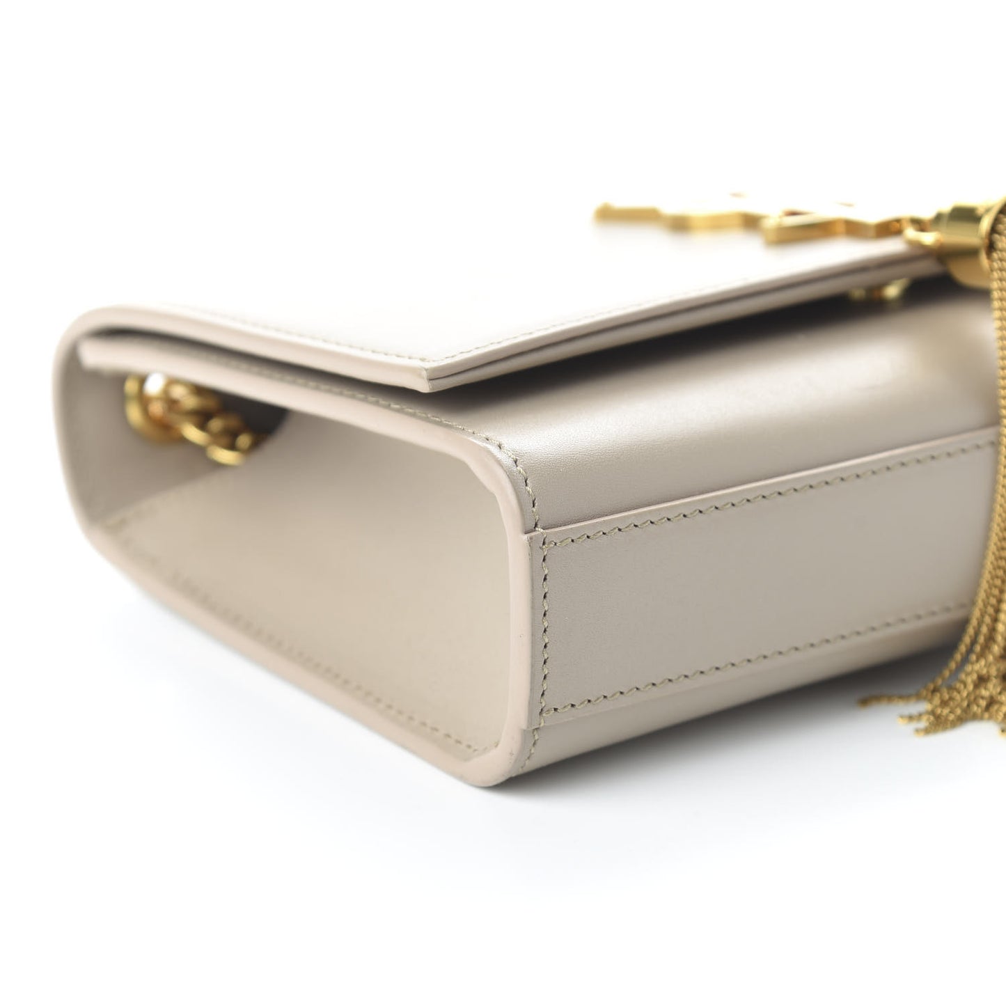 Calfskin Small Classic Monogram Kate Tassel Satchel Dark Beige