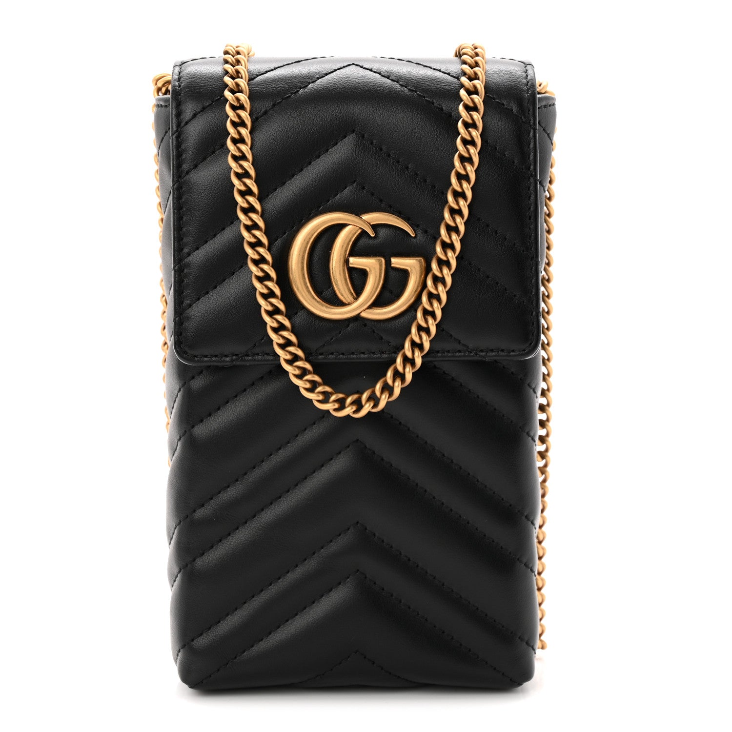Gucci Calfskin Small GG Marmont Phone Crossbody Bag Black 1 of 10