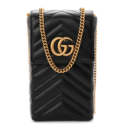 Gucci Calfskin Small GG Marmont Phone Crossbody Bag Black 1 of 10