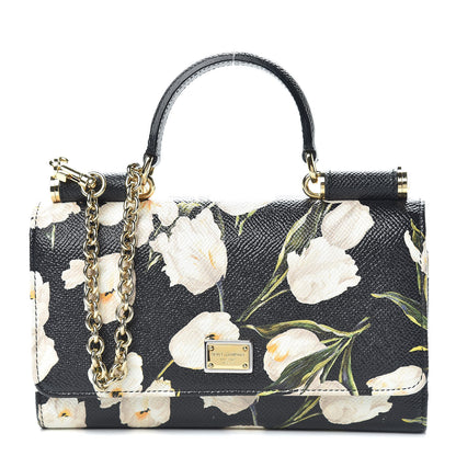 Dolce & Gabbana Dauphine Tulip Print Mini Von Bag Black 1 of 11