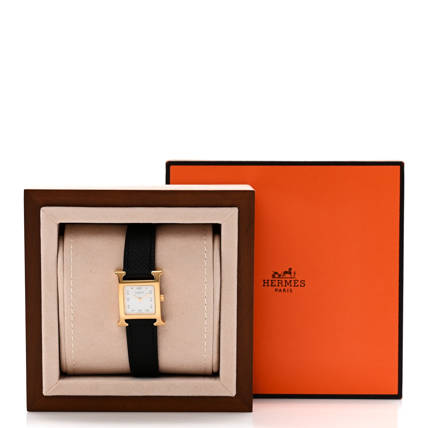 Hermes Stainless Steel Epsom 21mm Heure H Hour Quartz Watch Noir 5 of 5