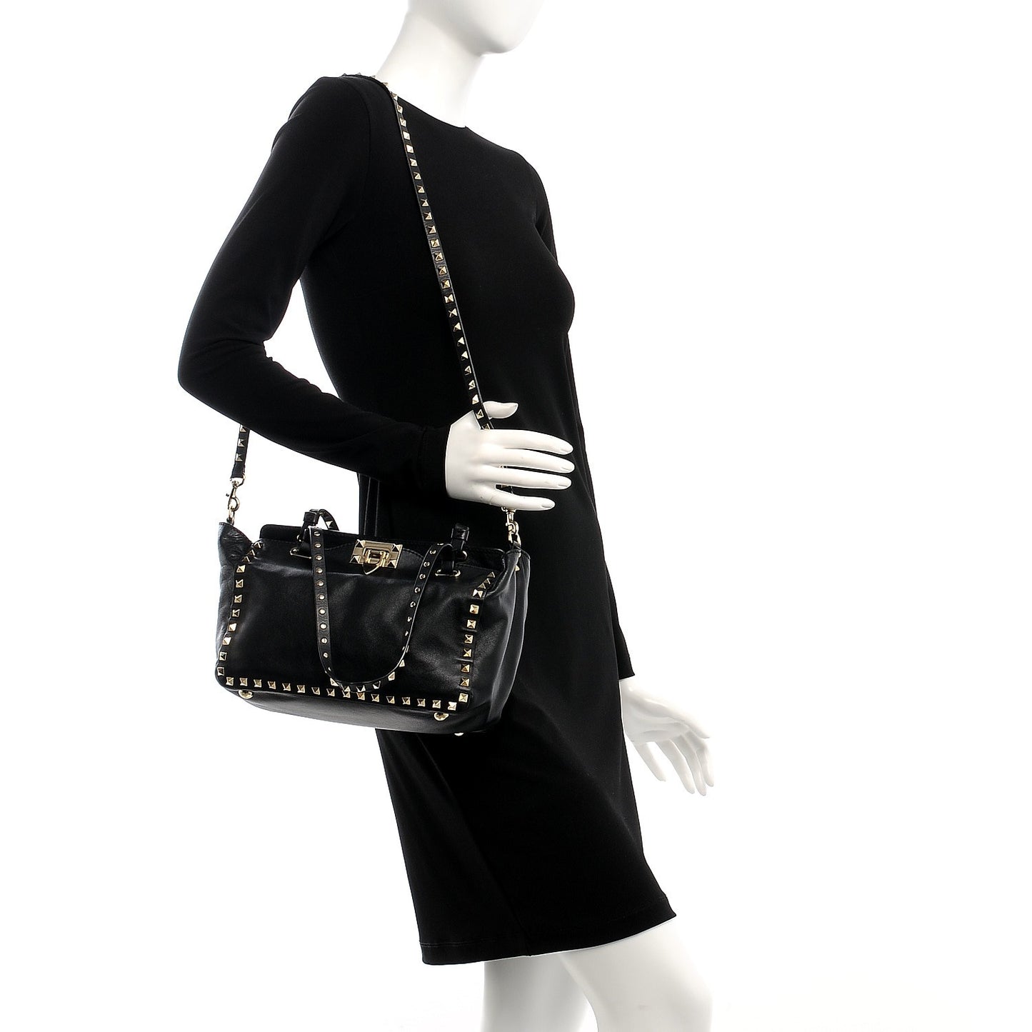 Vitello Small Rockstud Tote Black