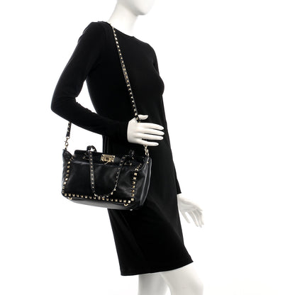 Valentino Garavani Vitello Small Rockstud Tote Black 2 of 12