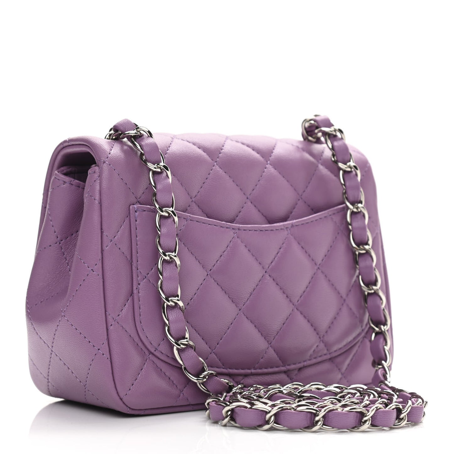 Lambskin Quilted Mini Square Flap Purple