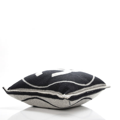Chanel Merino Wool Cashmere CC Pillow Black Beige 4 of 7
