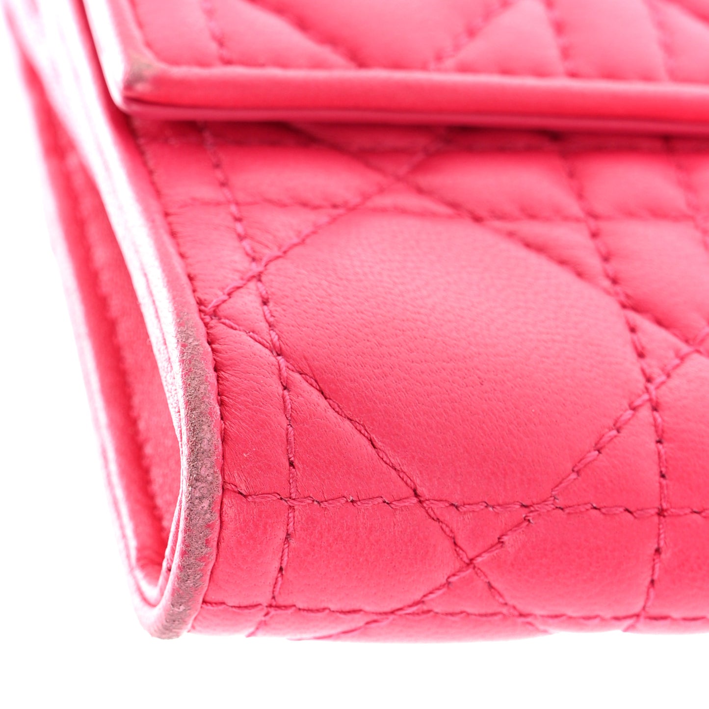 Lambskin Cannage Lady Dior Flap Wallet Pink