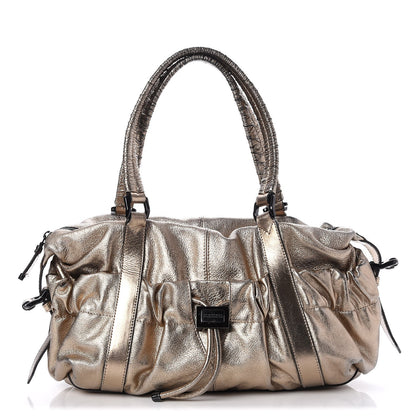 Burberry Metallic Grained Calfskin Small Curzon Satchel Gold 1 of 12