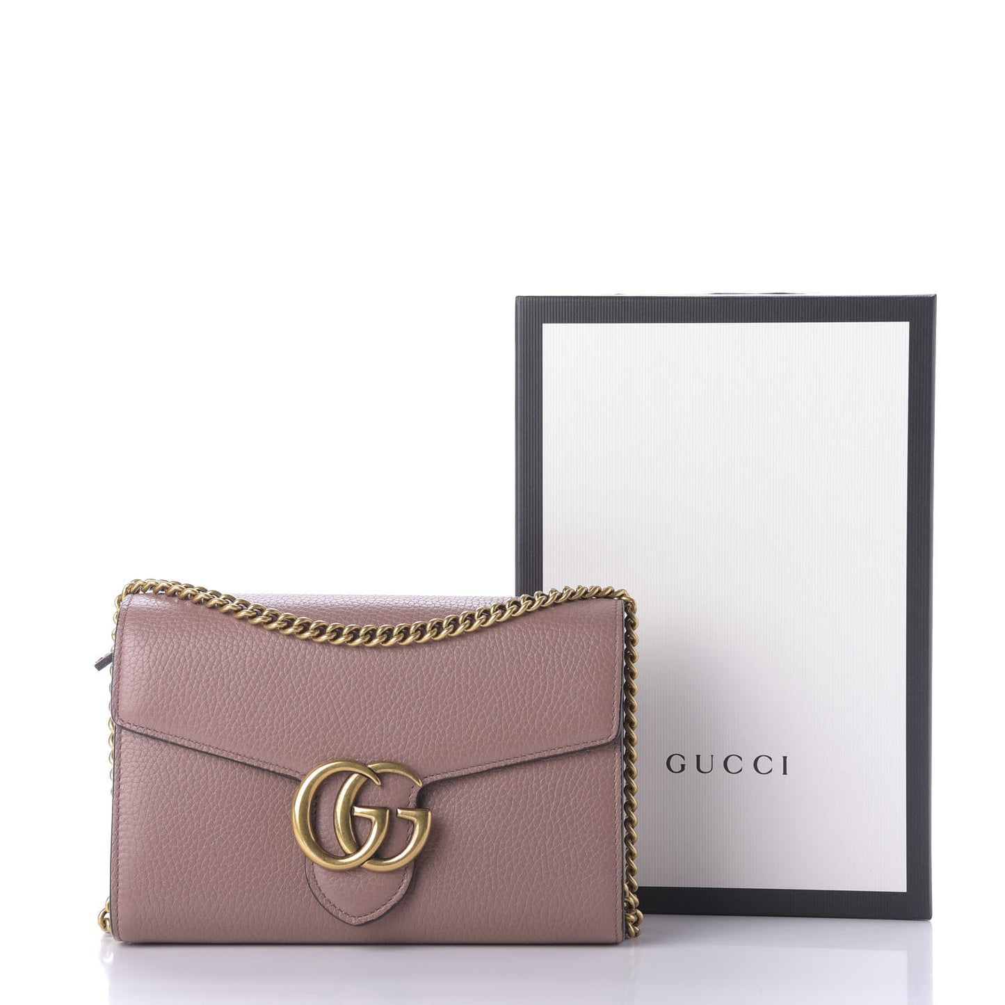 Cellarius Calfskin GG Marmont Chain Wallet Rosy Phard