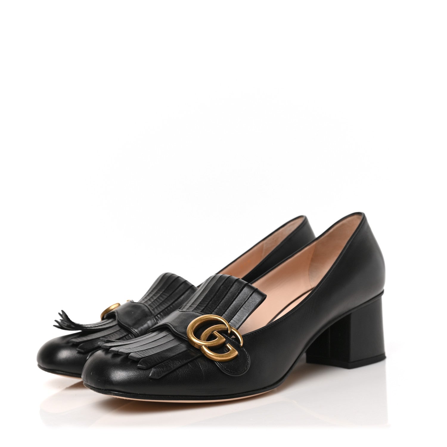 Gucci Malaga Kid GG Marmont Fringe 50mm Loafer Pumps 41 Black 3 of 8
