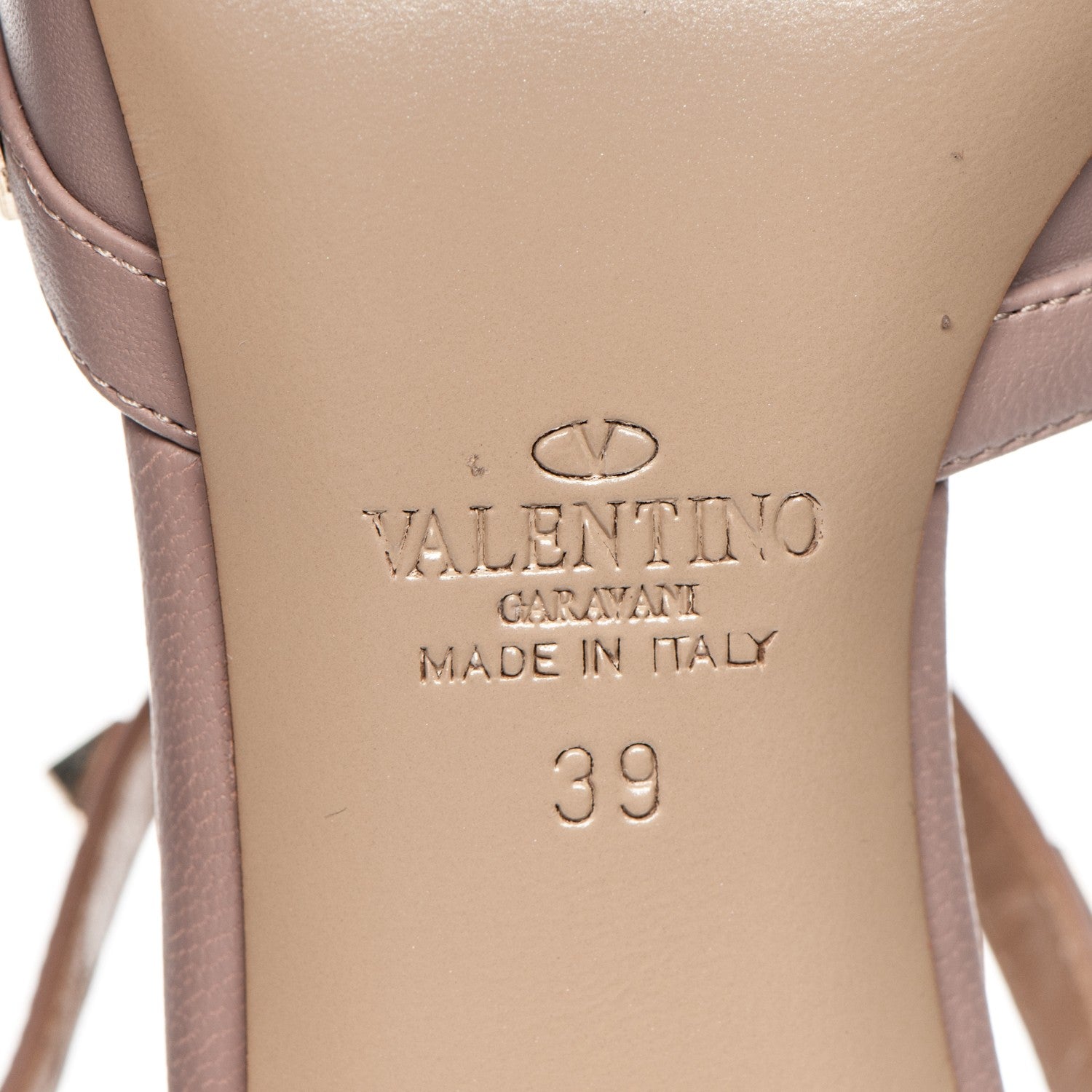 Valentino Garavani Nappa Rockstud Ankle Strap Low Heel Pumps 39 Poudre 6 of 7
