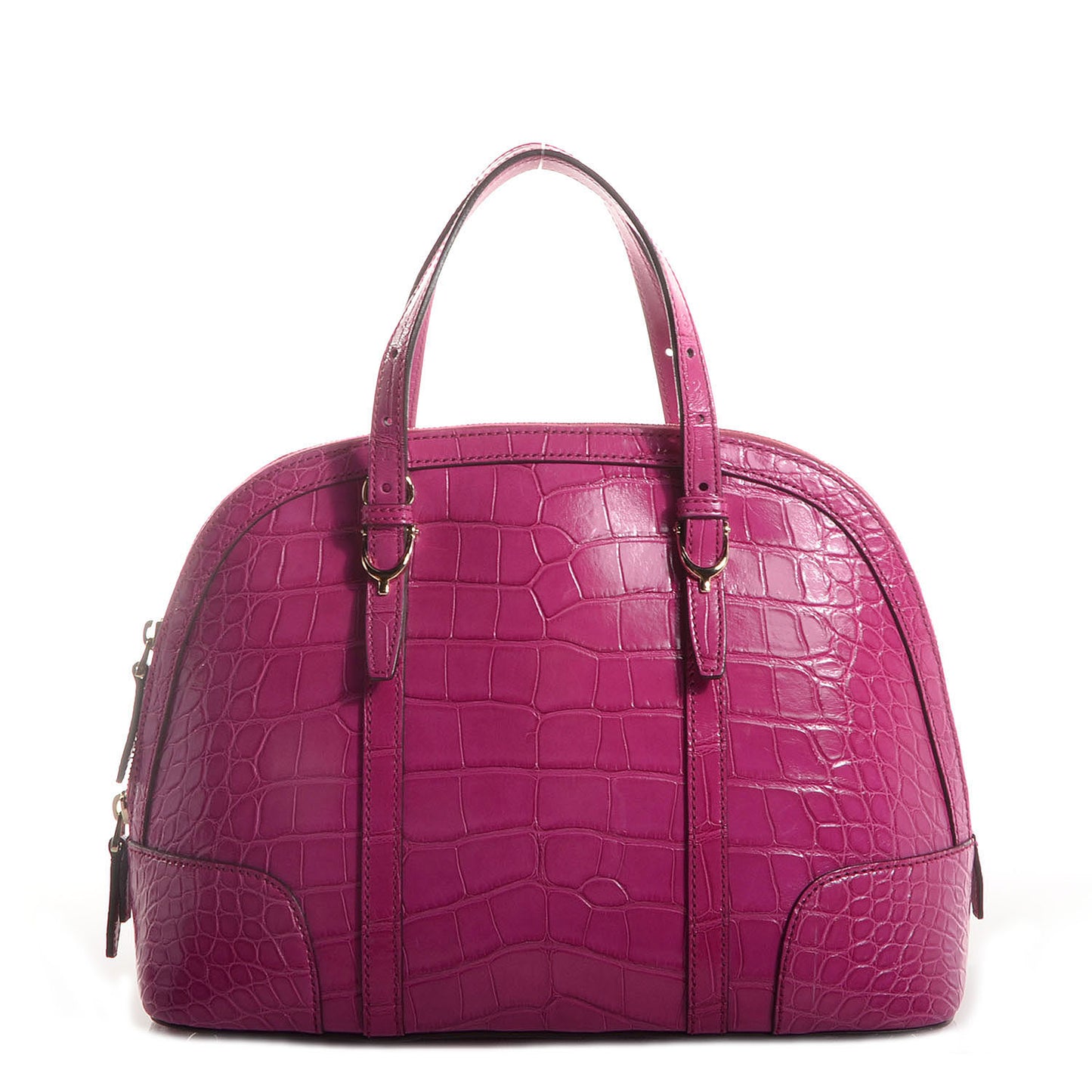 Crocodile Small Nice Top Handle Dome Bag Fuchsia