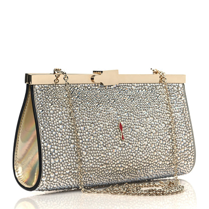 Christian Louboutin Suede Crystal Strass Small Palmette Clutch Moonlight Platine 2 of 5