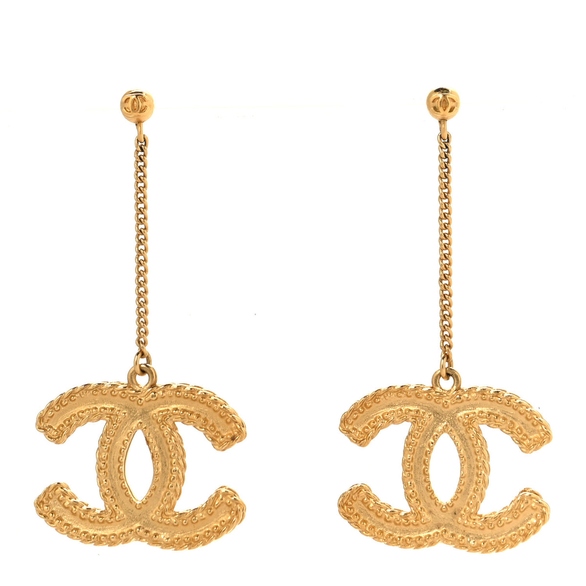 CC Drop Earrings Matte Gold