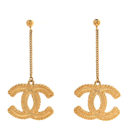Chanel CC Drop Earrings Matte Gold 1 of 5