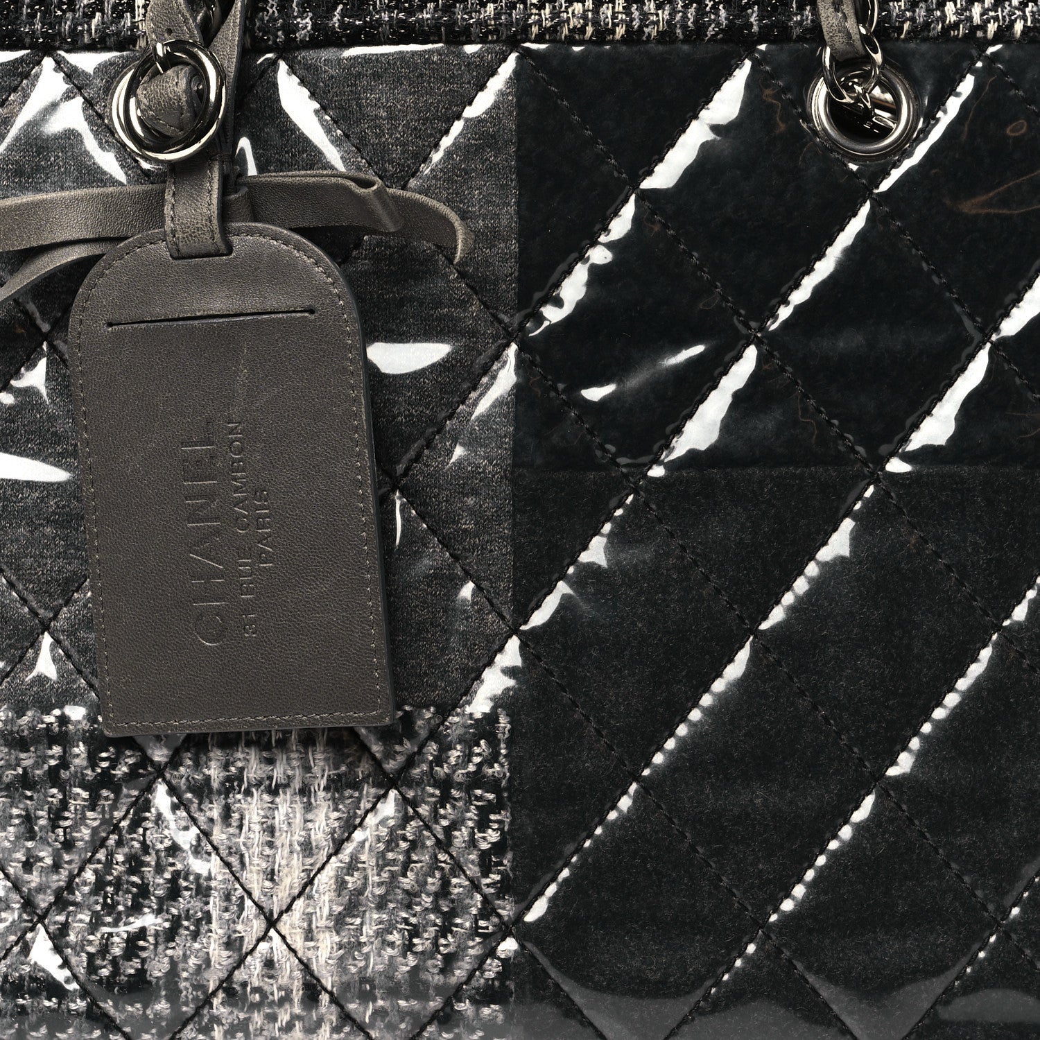 Chanel Vinyl Funny Tweed Patchwork Tote Grey 8 of 12