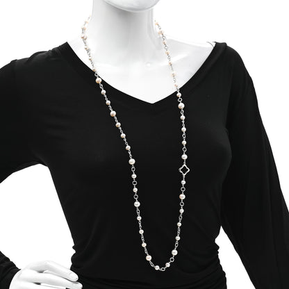 David Yurman Sterling Silver Pearl 9mm Quatrefoil Long Chain Necklace 2 of 5