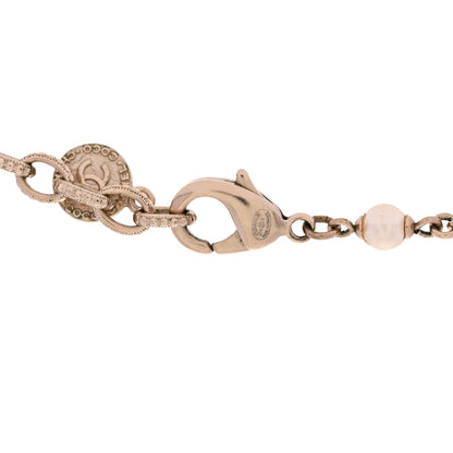 Chanel Pearl Glass Bead CC Long Necklace Gold 5 of 5