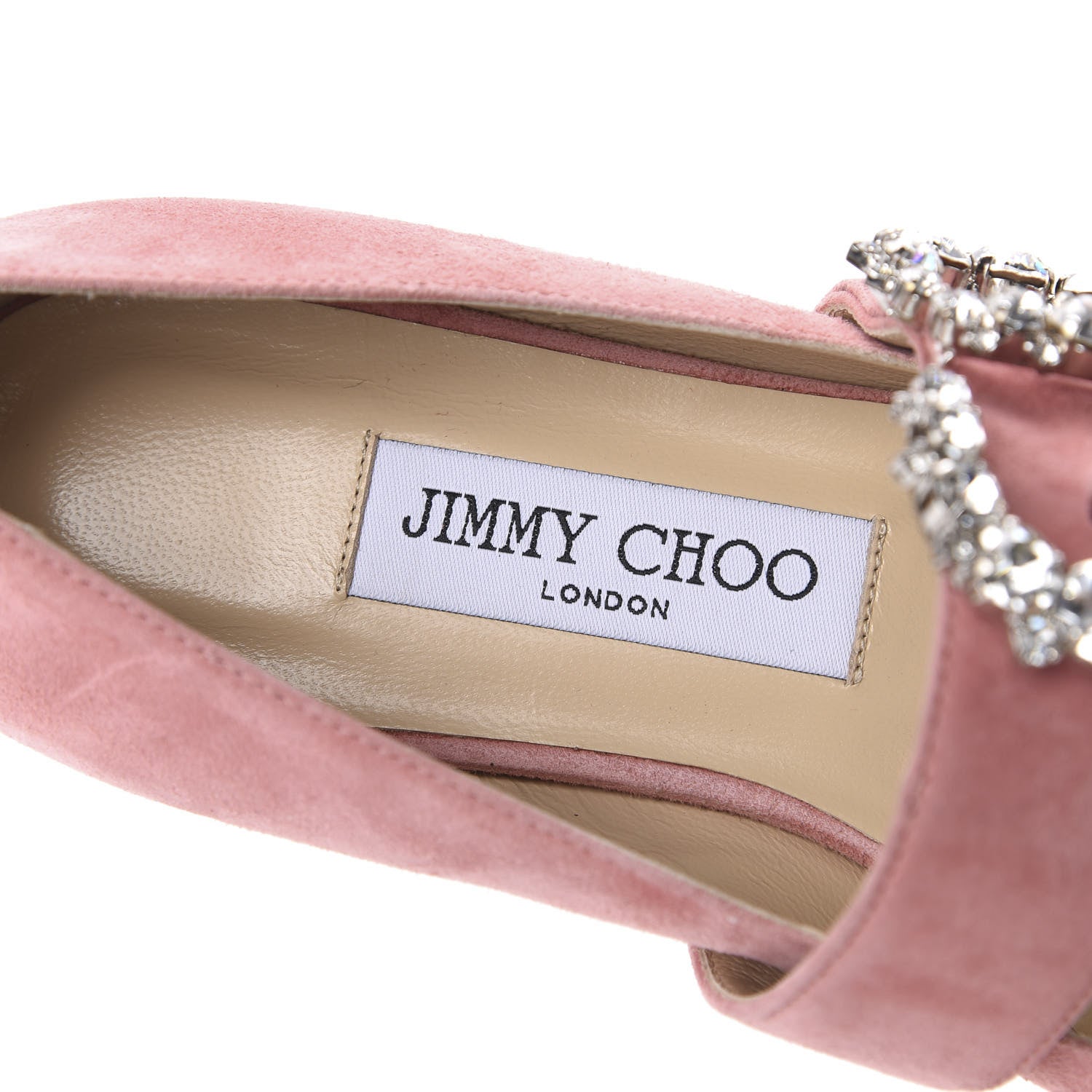 Jimmy Choo Suede Crystal Goodwin Ballerina Flats 36 Candyfloss 7 of 8