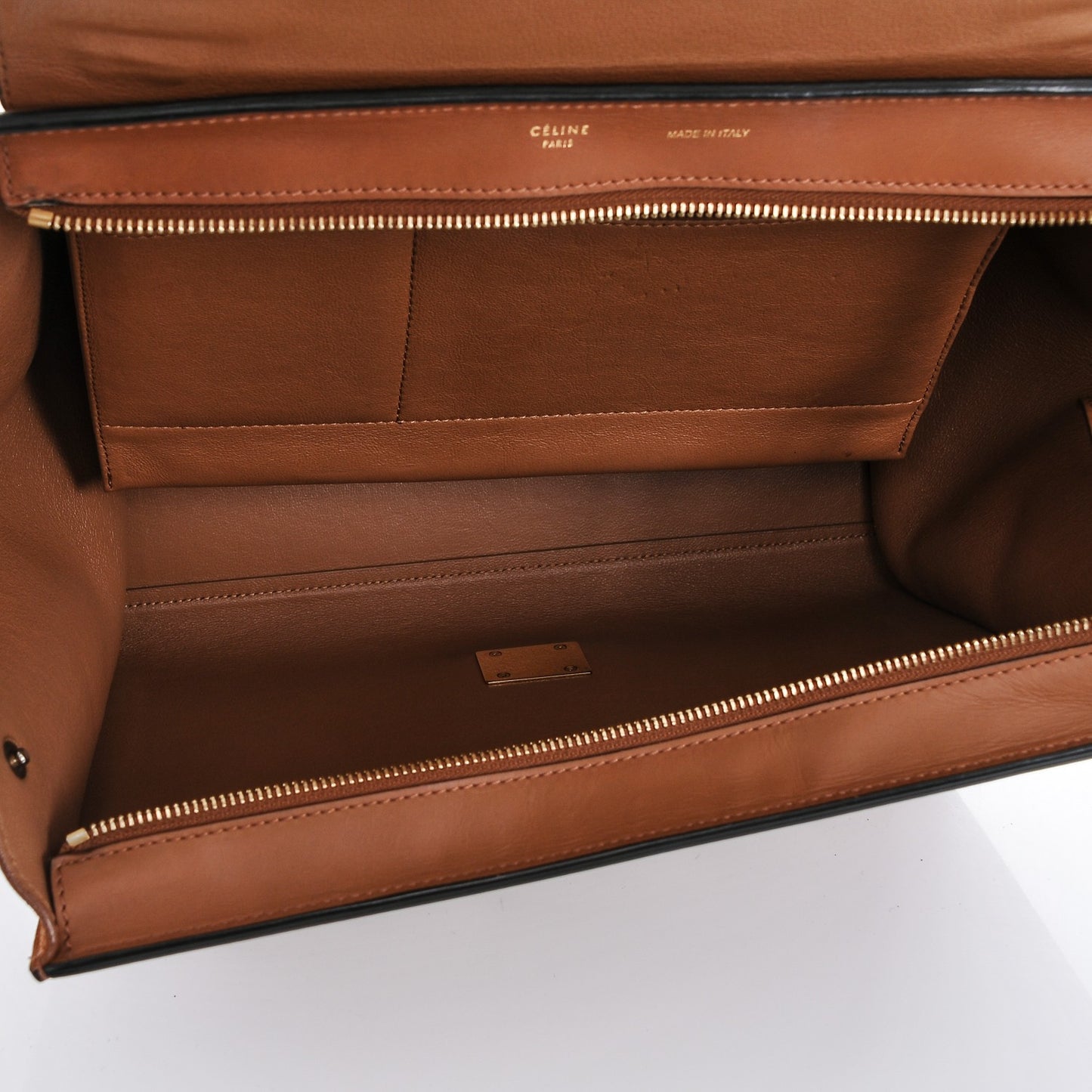 Natural Calfskin Suede Medium Trapeze Tan