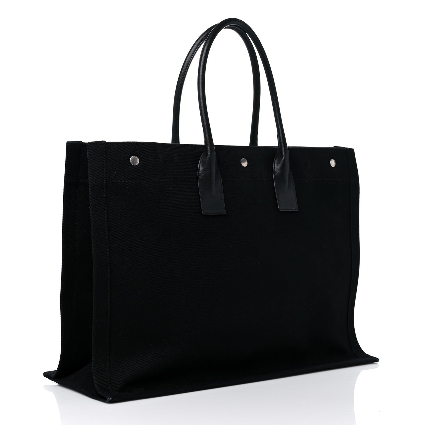 Linen Calfskin Rive Gauche Tote Black