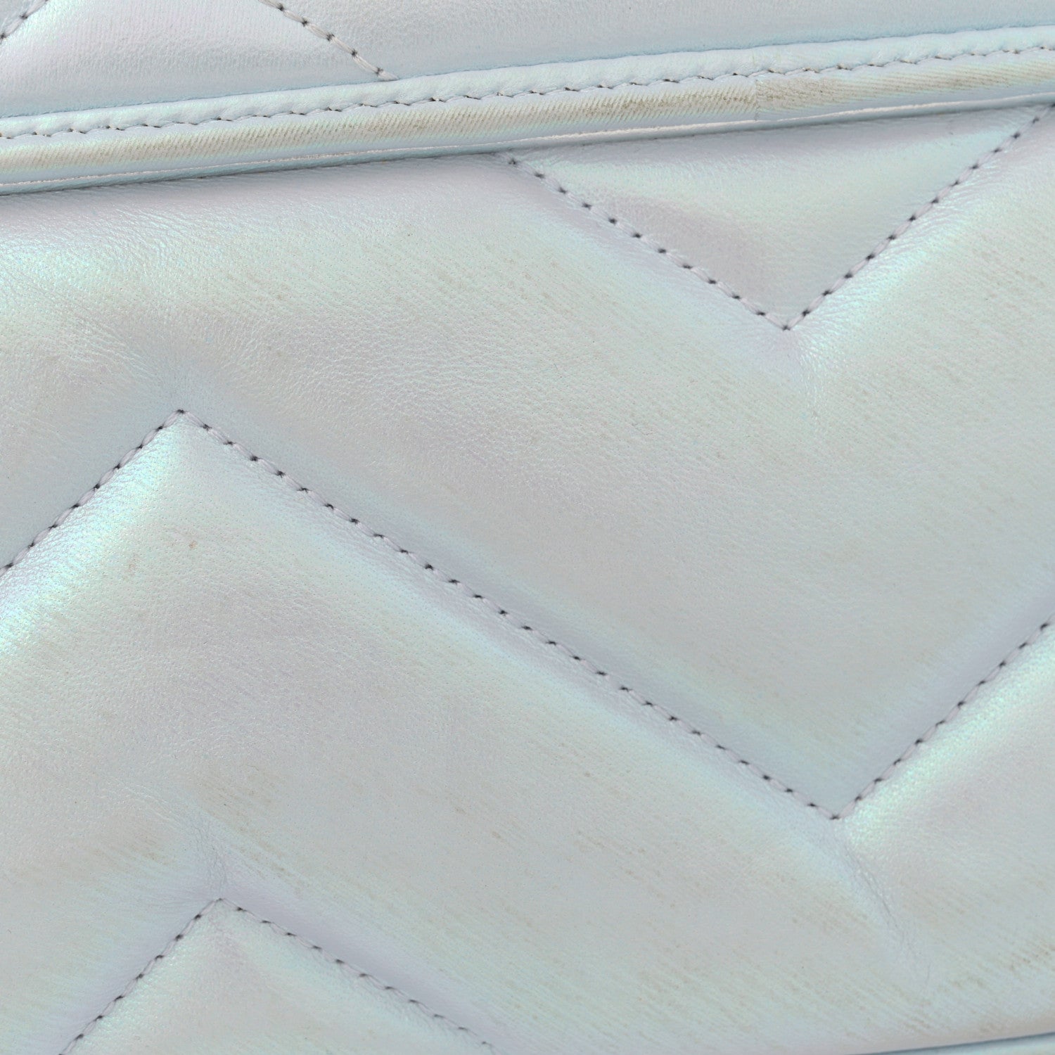 Gucci Iridescent Nappa Chevron Matelasse Small GG Marmont Shoulder Bag Iridescent Snow Light Blue 16 of 17