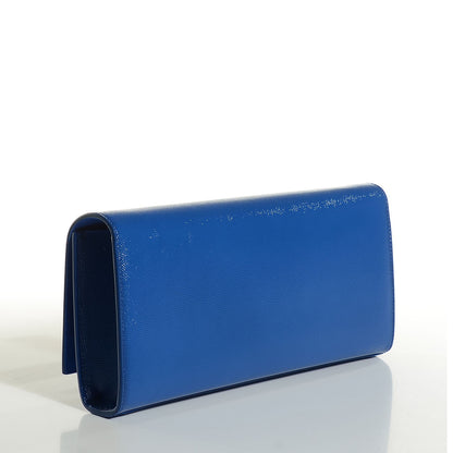 Saint Laurent Textured Patent Calfskin Classic Monogram Clutch Royal Blue 3 of 8