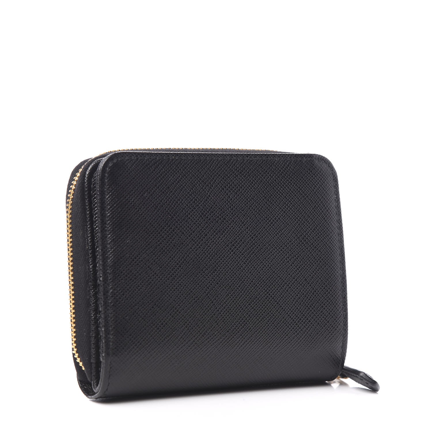 Prada Saffiano Compact Zip Around Wallet Black 2 of 6