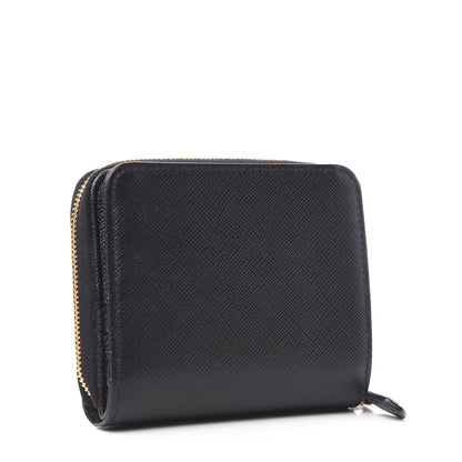 Prada Saffiano Compact Zip Around Wallet Black 2 of 6