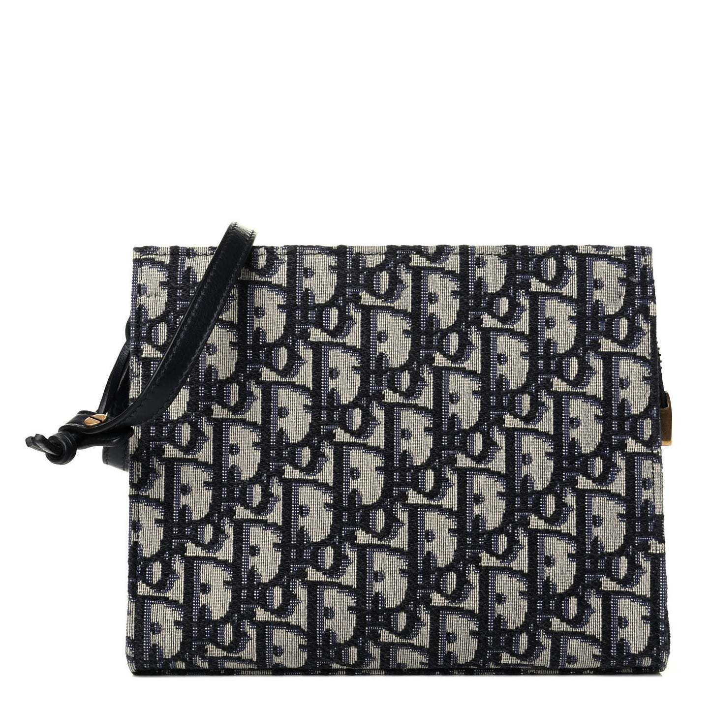 Oblique Zipped Pouch Clutch Blue