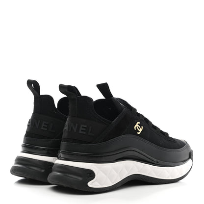Chanel Velvet Calfskin Mixed Fibers CC Sneakers 37 Black 4 of 11