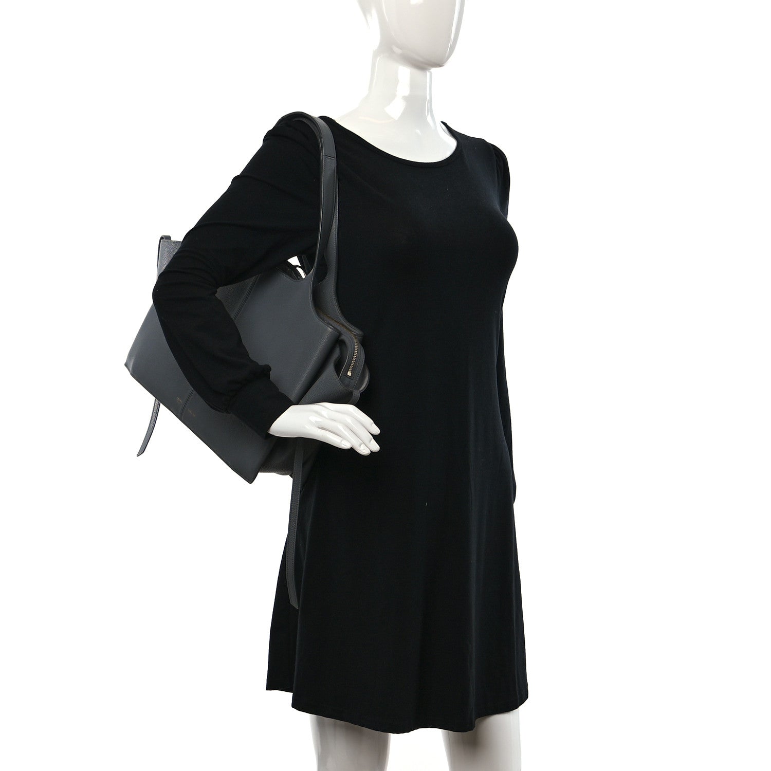 Celine Baby Grained Calfskin Medium Tri-Fold Bag Grey 3 of 12