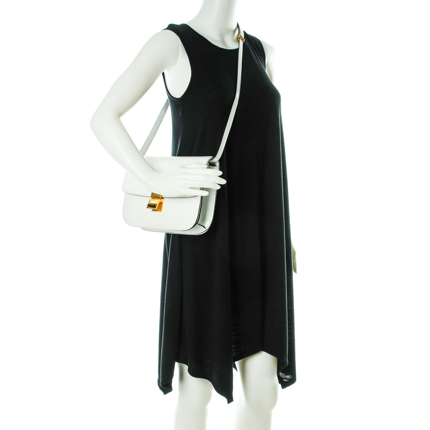 Spazzolato Calfskin Medium Classic Box Flap Bag White