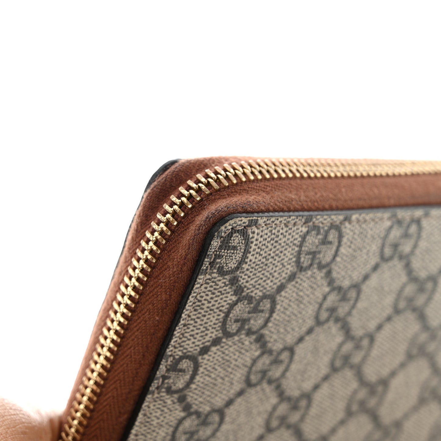 GG Supreme Monogram Cuoio Toscano Zip Around Wallet Beige Ebony Cuir