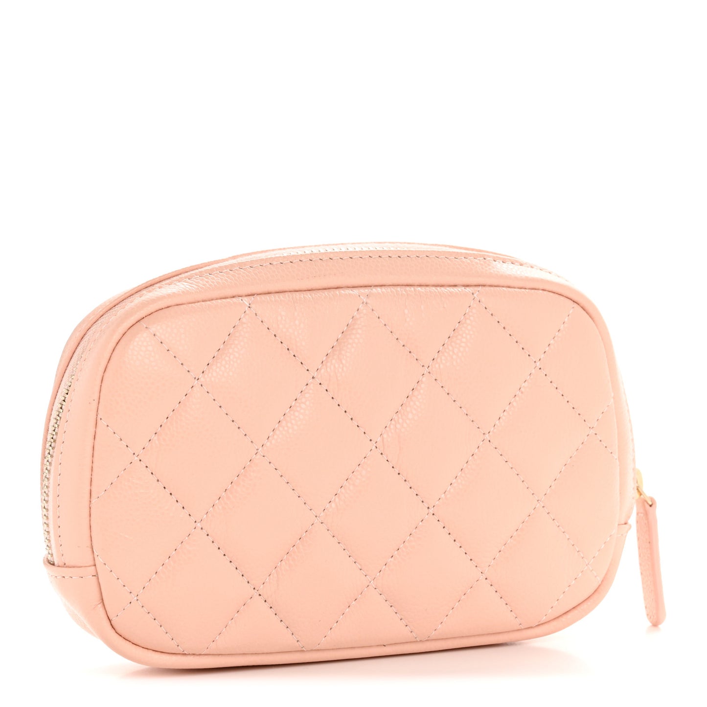 Caviar Quilted Small Curvy Pouch Cosmetic Case Light Pink