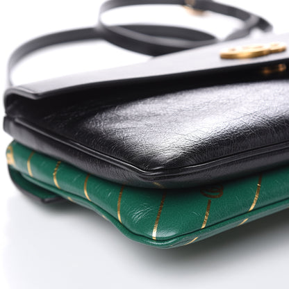 Gucci Calfskin Diagonal GG Medium Thiara Double Envelope Shoulder Bag Emerald Green Black 10 of 11