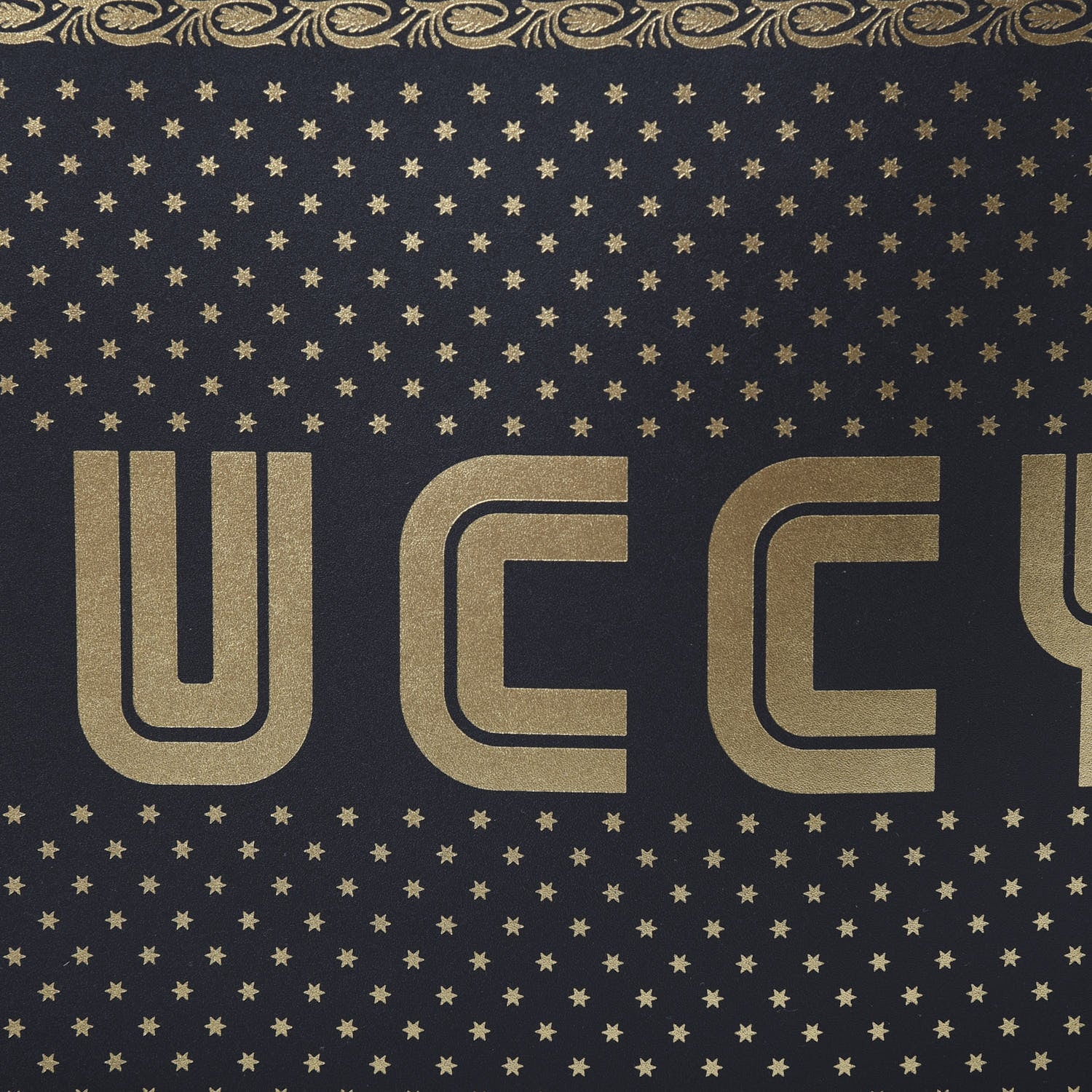 Gucci X SEGA Calfskin GUCCY Stars Zip Wristlet Pouch Black Gold 9 of 10