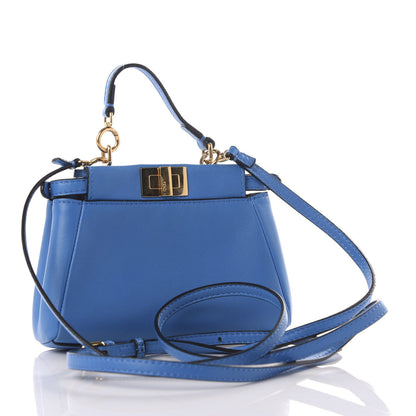 Fendi Shiny Nappa Micro Peekaboo Iconic Satchel Blue Royal 2 of 10