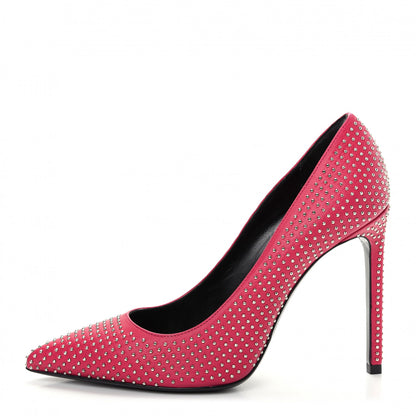 Saint Laurent Calfskin Micro Stud Paris 105 Pumps 38 Fuchsia 1 of 11