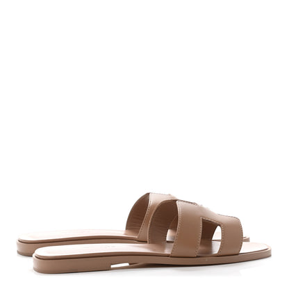 Hermes Box Calfskin Oran Sandals 37 Bois De Santal 3 of 4