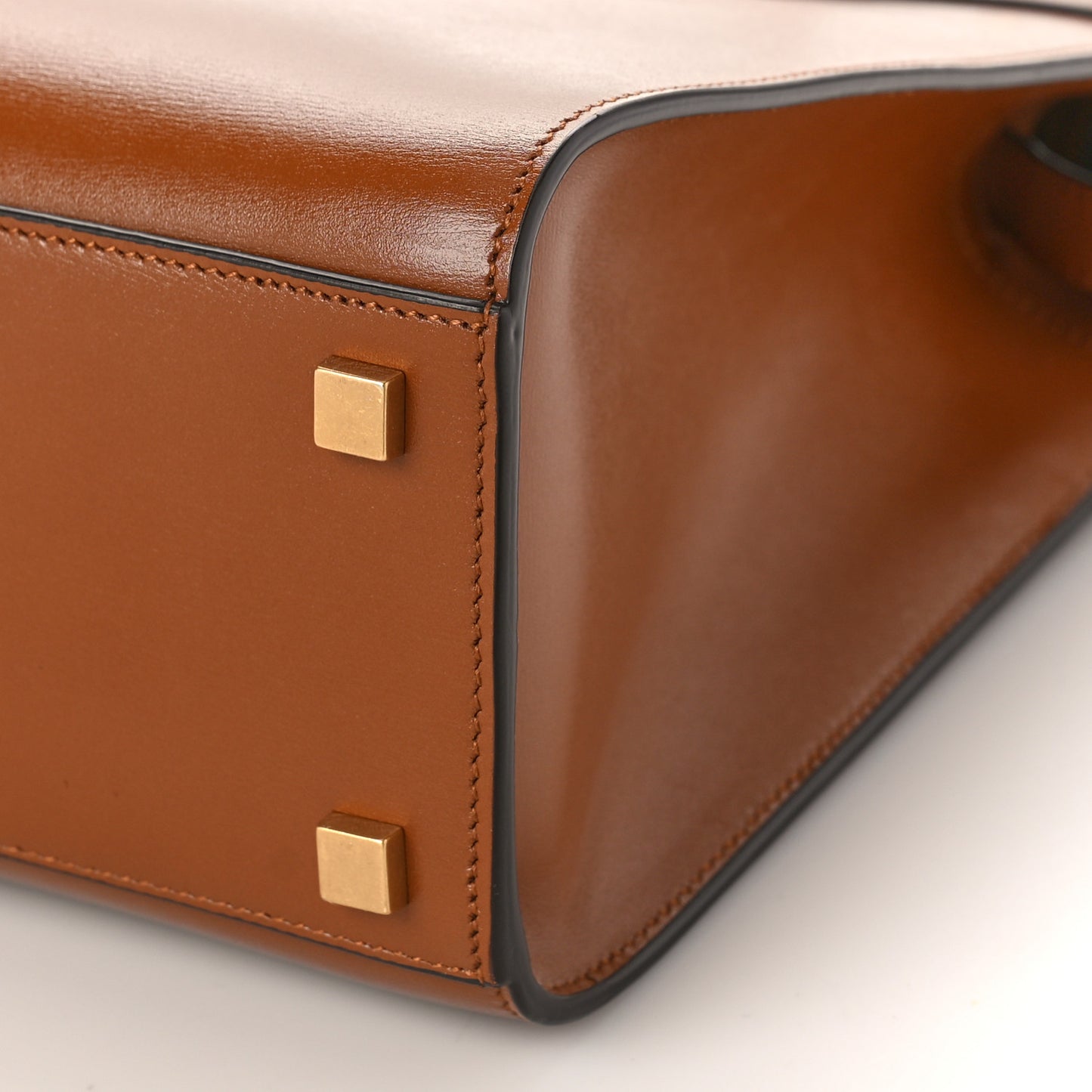 Calfskin Small Manhattan Shopper Tote Brick Ebony Dark