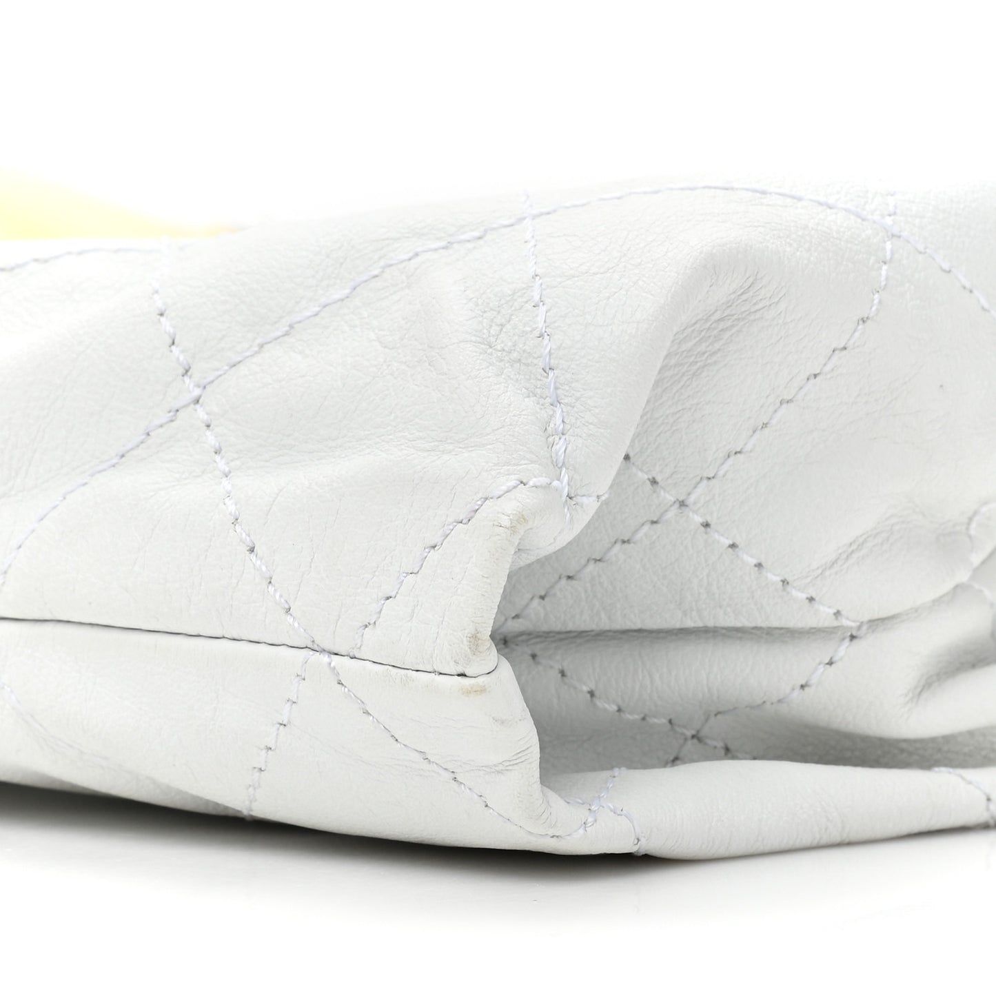 Patent Calfskin Stitched Shoulder To Shoulder Flap Hobo White