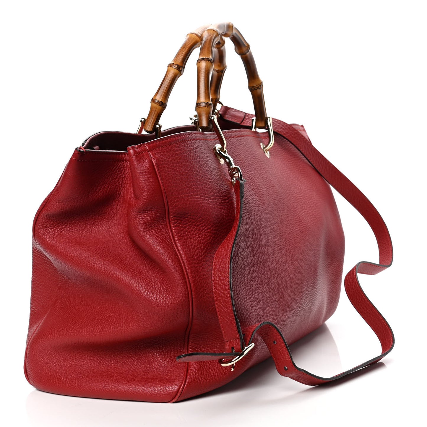Calfskin Large Bamboo Shopper Tote Red
