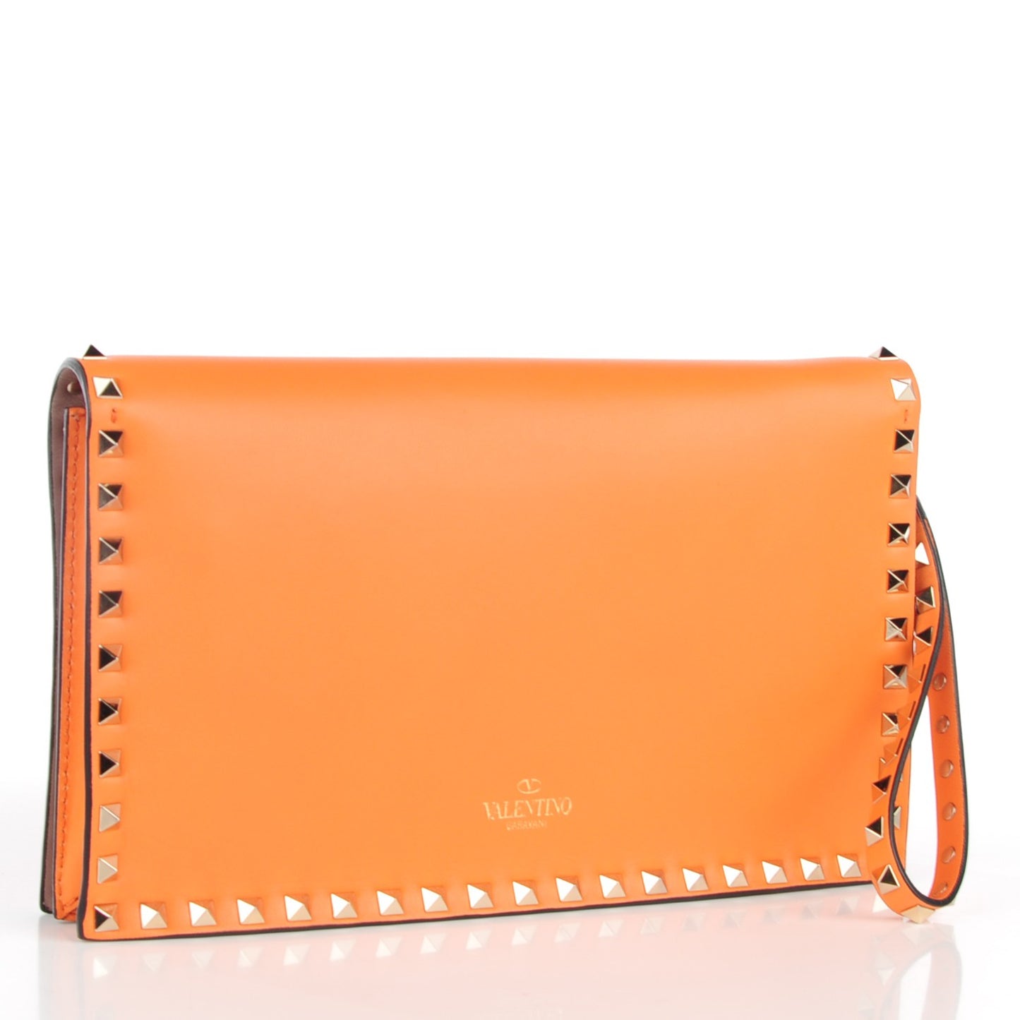 Nappa Rockstud Wristlet Clutch Melon Sorbet