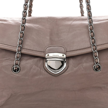Prada Royal Calf Easy Foldover Pushlock Chain Satchel Argilla 7 of 9