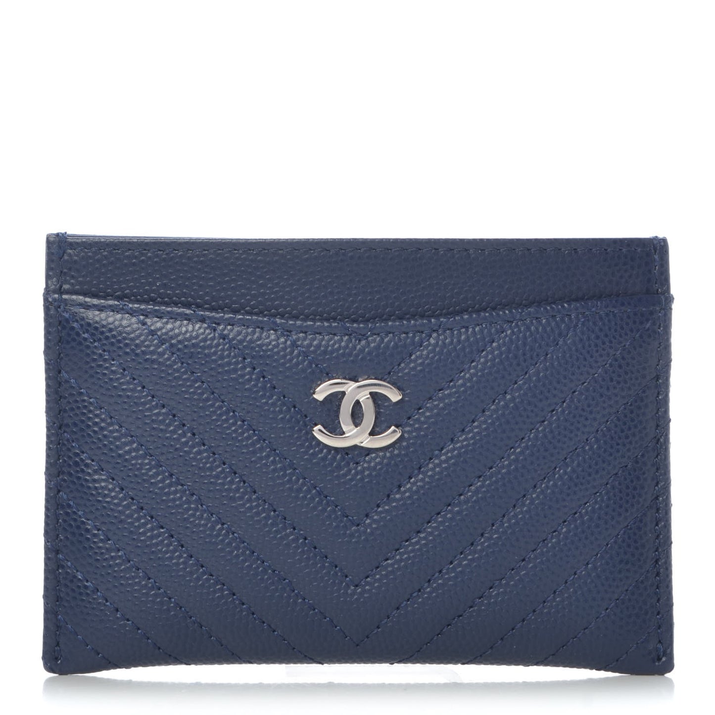Caviar Chevron Quilted Card Holder Navy