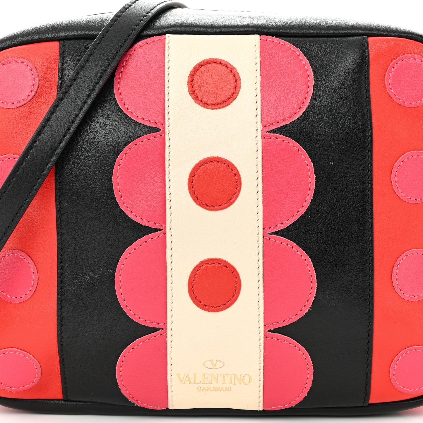 Calfskin Carmen Camera Crossbody Bag Black Deep Rose