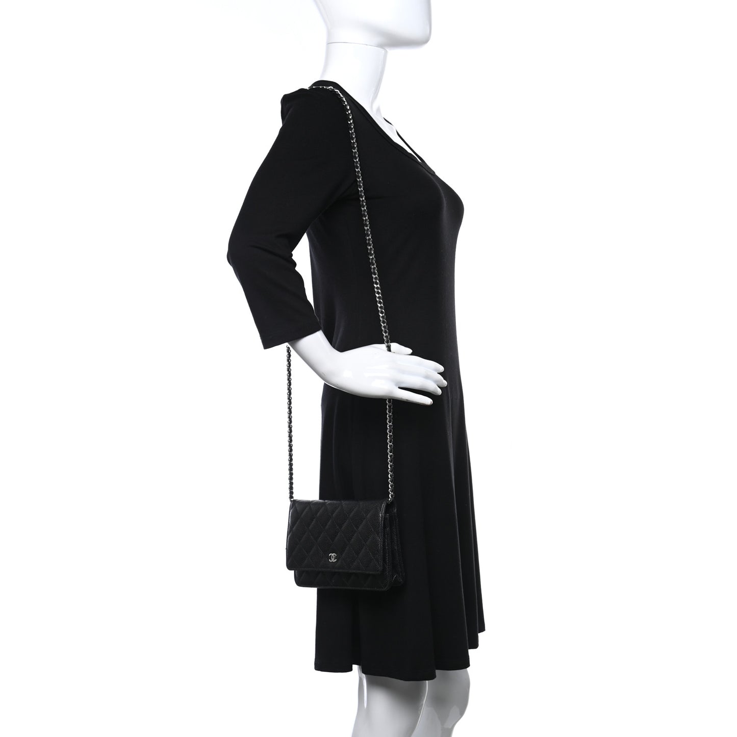 Caviar Quilted Wallet On Chain WOC Black