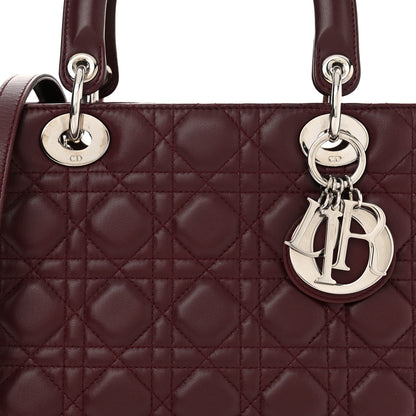 Christian Dior Lambskin Cannage Medium Lady Dior Burgundy 8 of 13